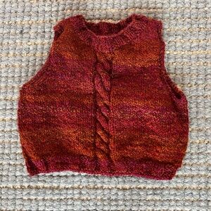 Little kids Hand Knit Sweater Vest - reds and oranges